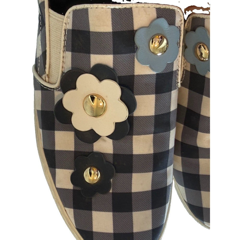 Michael Kors Keaton 3D Floral Gingham Slip On Sneakers Size 10 Blue Cottagecore - Picture 9 of 9